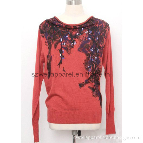 Fashion Print Embroidery Knitting Sweater Knitted Wear Apparel (SZWA-0926)